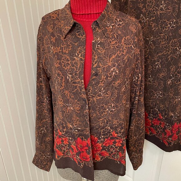 EMMA JAMES MATCHING BLOUSE AND SKIRT WITH BORDER, BLOUSE SIZE 14, SKIRT SIZE 12 - Picture 2 of 11
